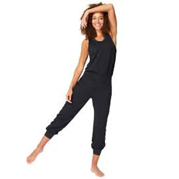 SWEATY BETTY Gary Jumpsuit in Black Sleeveless Size Medium M ATHLEISURE YOGA - Picture 1 of 6
